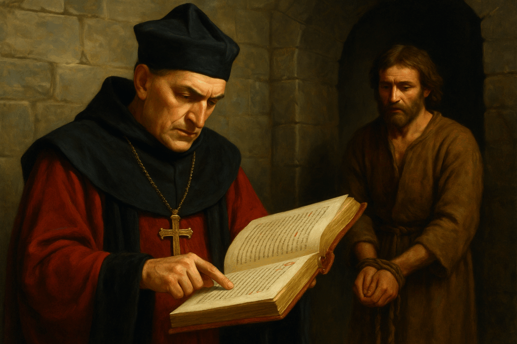 Inquisidor revisando herejía